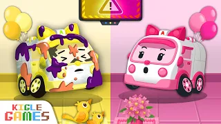 Pink VS Yellow! Ambulance Car | Poli Cartoon for Kids | KIGLE GAMES