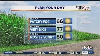 Patchy fog early Wednesday; sunny day ahead