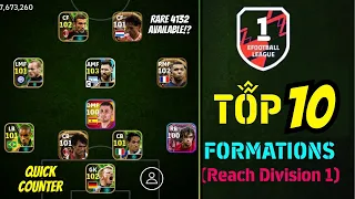 Top 10 Quick Counter Best Formations To Reach Division 1 | Rare 4-1-3-2 available 🔥 eFootball 2024