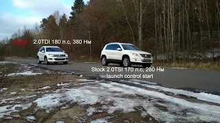 Stock Tiguan 2.0 TSI 170 л.с. (launch control start) vs Stage 1 Tiguan 2.0 TDI 180 л.с.