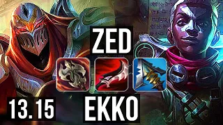 ZED vs EKKO (MID) | 9/0/4, Legendary, 1.0M mastery, 400+ games | EUW Master | 13.15