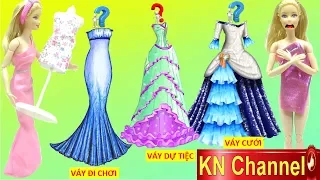 TỰ MAY ÁO ĐẦM THẬT CHO BÚP BÊ BẰNG HỘP ĐỒ CHƠI TRẺ EM FASHION FOR BARBIE DOLL