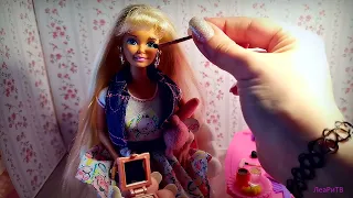 АСМР Миниатюрный макияж кукле Барби 90💄ASMR Ласковый визажист, стрижка волос💇‍♀️Шепот, ролевая игра