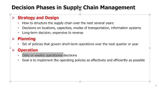 SCM Topic 1 - 4. Decision Phases in Supply Chain Management