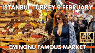 ISTANBUL TURKEY 4K VIRTUAL VIDEO THE MOST FAMOUS MARKET IN HEART OF CITY CENTER EMINONU WALKING TOUR