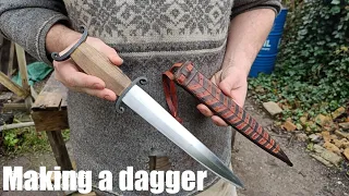 Dagger Making  - Forging an medieval dagger and making a tooled leather sheath