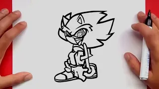 How to draw Fleetway super SONIC FnF | Drawing  in the Friday Night Funkin' Style