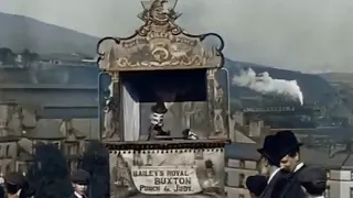 Punch & Judy show, Buxton 1901 Colourised, restored