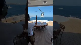 Helicopter landing on a 68M superyacht 😯🤩 #shorts #yachtlife #superyacht #yachting #helicopter