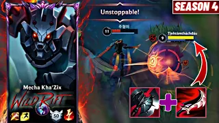 (ONE HIT) MASTER LEVEL KHA'ZIX SUPER SCARY NEW SKIN OP BUILD WILD RIFT SEASON 4