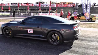 Chevrolet Camaro ZL1 vs BMW M3 vs Mercedes AMG C63s - Drag Race and Epic Burnouts