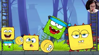 RED BALL 4  SPONGEBOB BALL & OM NOM BALL 'FUSION BATTLE' with SPONGEBOB & OM NOM BOSSES VOLUME 3 & 2