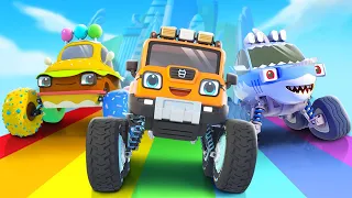 Monster Truck, Shark Truck, Ice Cream Truck | Monter Trucks | Kids Song | BabyBus - Cars World