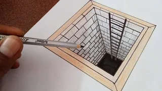 3D drawing hole in paper with stair #beautifuldraw #3d #simpleart