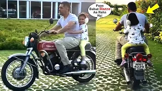 Ziva Dhoni Look So HAPPY While Bike Ride With Daddy MS Dhoni For FIRST Time In Ranchi Farmhouse