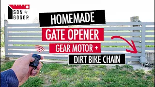 Homemade Automatic Sliding Gate Opener // using Gear Motor, Dirt Bike Chain and Remote Controller