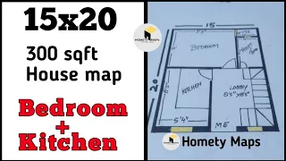 15x20|House Design|300 sqft|Gaj|2D Design|Ghar Ka Naksha|Homety Map|House Design|Full Detail