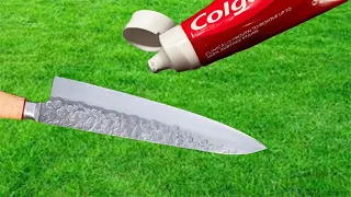 KNIFE like a razor in 1 minute! Using TOOTHPASTE! Amazing way!