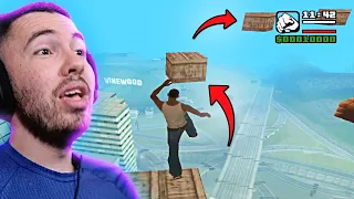 REAGINDO AO DESAFIO IMPOSSÍVEL DE PARKOUR NO GTA SA!!! *buguei vendo*