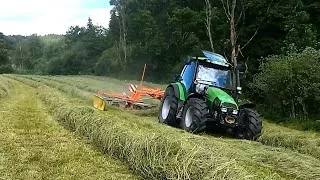 Heuernte | Schwaden am Hang mit Deutz Fahr und Fella TS 1402