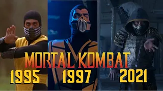 Evolution of Scorpion's "Get Over Here" in Mortal Kombat Movies 1995-2021