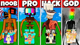 Minecraft Battle FAMILY SIREN HEAD ALL TYPES HOUSE CHALLENGE NOOB vs PRO vs HACKER vs GOD Animation