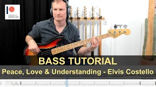 [What's So Funny 'Bout] Peace, Love & Understanding - Elvis Costello | Bass Tutorial (Sheet + TABs)