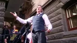 The Doug Anthony Allstars busking at Melbourne Town Hall - Sailor's Arms