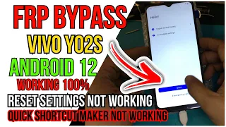 vivo Y02s frp bypass Android 12 No need pc | Cannot reset setting Quickshortcut maker not working