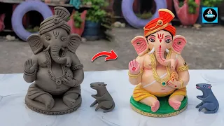 🪷गणेश जी की मूर्ति को Colour कैसे करें/How to paint eco-friendly ganpati idol/Ganesh idol painting