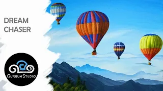Acrylic Painting Hot Air Balloon Landscape