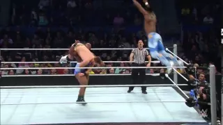 The New Day finisher (Kofi Kingston and Big E) - Midnight Hour (Diving DDT/Big Ending combination)