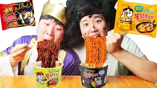 Mukbang Spicy Fried Chicken  양념치킨 불닭볶음면 킬바사 소세지 떡볶이 먹방 Fire Spicy Noodle TTeokbokki HUBA 후바