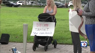 Protestors and counter-protestors gather outside of Miami Target over Pride Month merchandise