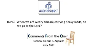 COMMENTS FROM THE CHAIR with Bro Bong Arjonillo - 5 July 2020