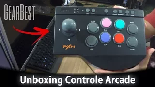 Unboxing CONTROLE ARCADE BARATO pra PC, PS3, PS4 e Xbox One! PERFEITO para Jogos de Luta! | GearBest