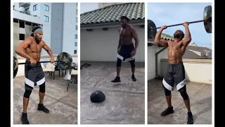 Jinder Mahal working out on his rooftop