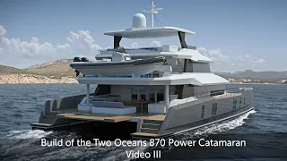 Two Oceans Marine 870 Power Catamaran Build Progress III -  mould completion and hull layup begins