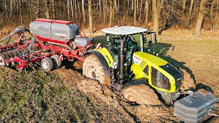 AXION 960 STUCK IN MUD with Horsch Focus 6TD Strip TIll