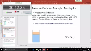 ENGR 318 - Class 5 (5 Sept 2017) Hydrostatics, Pressure Transmission