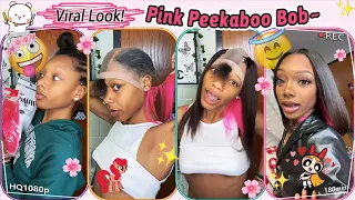 💕#Viral #Arroganttae Quick Weave Bob! Pink Peekaboo Hairstyle Ft.#ELFINHAIR Review