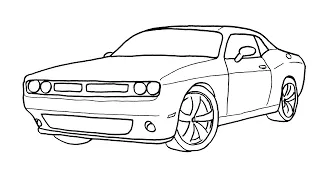 How to Draw a Dodge Charger Step by Step - Easy Cars Drawing - Adım Adım Çok Kolay Araba Çizimi 2021