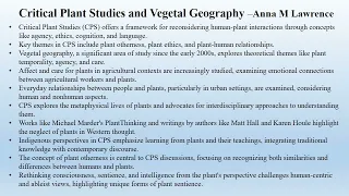Anna M Lawrence, "Critical Plant Studies and Vegetal Geography"