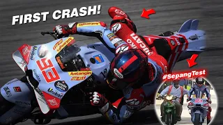 Marc Marquez Endures First Ducati Crash | MotoGP 2024 #sepangtest