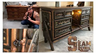 Steampunk Industrial Furniture Makeover // Restoration // Furniture flip // Repurpose