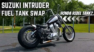 Suzuki Intruder Fuel Tank Swap With Honda Rebel Tank!