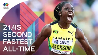 Jackson no.2 all-time with 21.45 🇯🇲 | World Athletics Championships Oregon 22