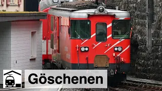 Bahnhof Göschenen an der Gotthard-Bahn + seltene symmetrische Dreiweg-Weiche