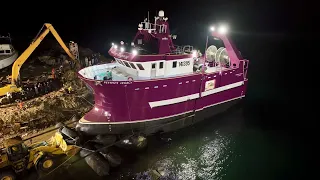 This fishing vessel endured stormy seas before even touching the water