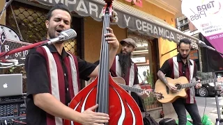 The Rebel Boogie Trio: "That's Alright Mama" - Busking in Madrid